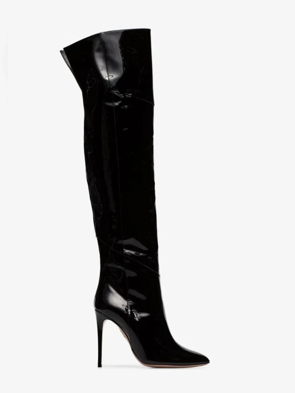 AQUAZZURA Alma Patent Leather Over Knee High 105 Boots Size 39